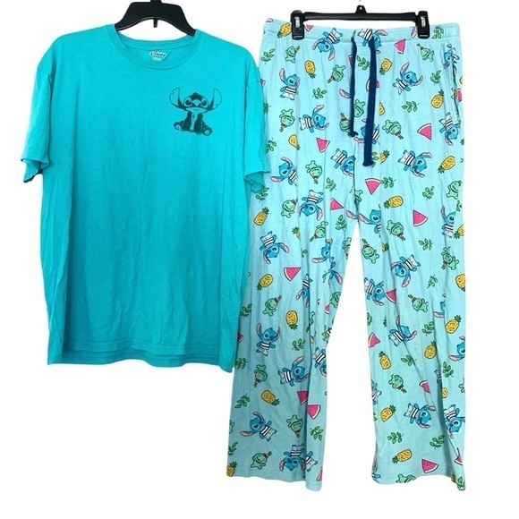 Disney Lilo & Stitch Fruit Pajama Set Blue Medium Large - Picture 1 of 15